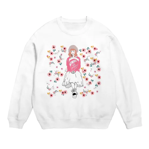 お花柄ガール Crew Neck Sweatshirt