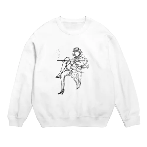 本を読む女 Crew Neck Sweatshirt