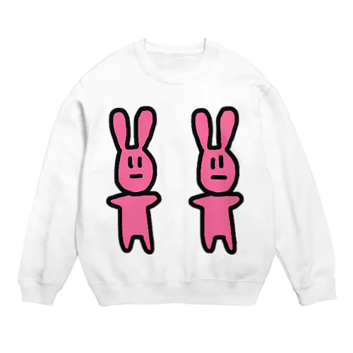 2匹のうさぎ Crew Neck Sweatshirt