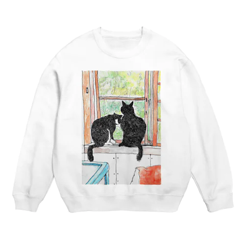 小樽の猫２ひき Crew Neck Sweatshirt