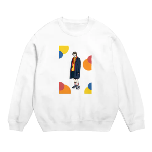 Coat boy (colorful dots) Crew Neck Sweatshirt