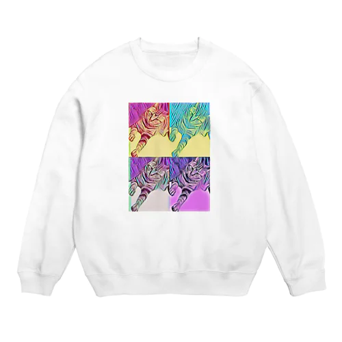 アート風猫ちゃん Crew Neck Sweatshirt