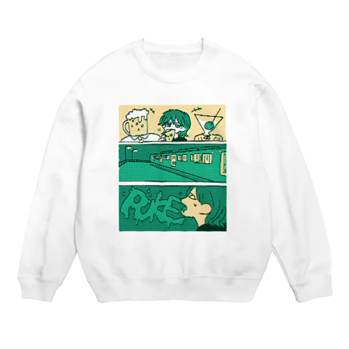 【ピクセル調】RUKE:立ちながら下呂吹っ飛ばした スウェット「くろギャル」 Crew Neck Sweatshirt