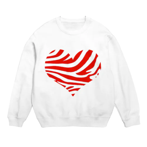 シマウマハート-赤 Crew Neck Sweatshirt