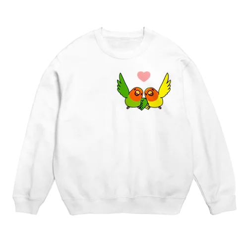 ハイタッチなかよしコザクラインコ【まめるりはことり】 Crew Neck Sweatshirt