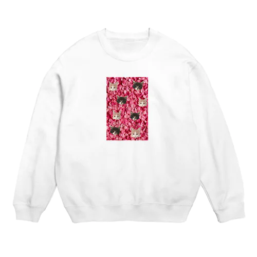 花の猫たち Crew Neck Sweatshirt