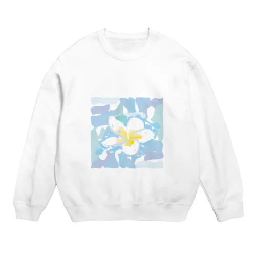 南国のハワイの白い花プルメリアPlumeria Crew Neck Sweatshirt