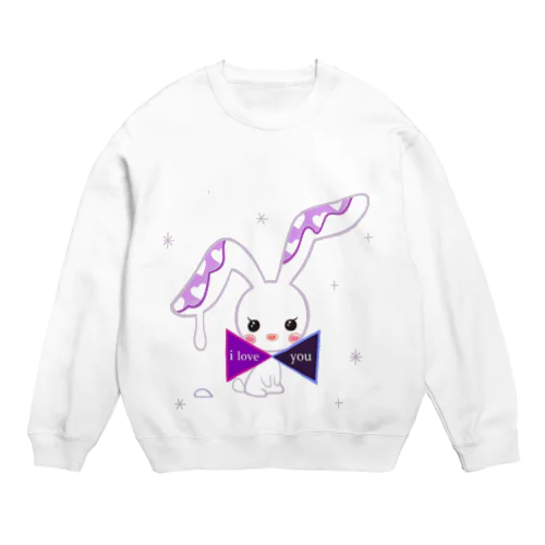 うさぎ　(白：パープル) Crew Neck Sweatshirt