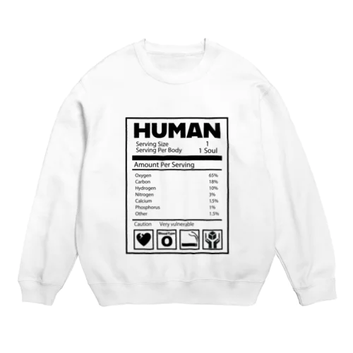 人間成分表（O型） Crew Neck Sweatshirt