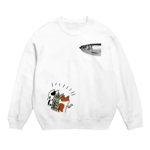 ニシンを狙うネコ達 Crew Neck Sweatshirt