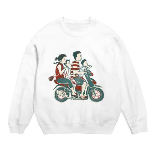 【バリの人々】バイク家族乗り Crew Neck Sweatshirt