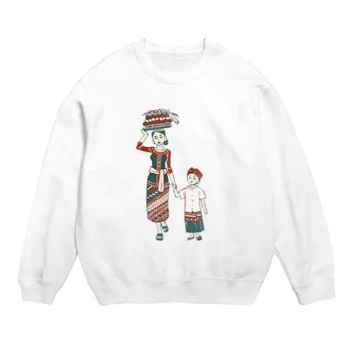 【バリの人々】お母さんと子供 Crew Neck Sweatshirt