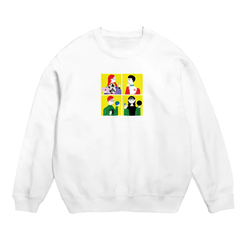 8.全員黄色正方形（小　真ん中） Crew Neck Sweatshirt