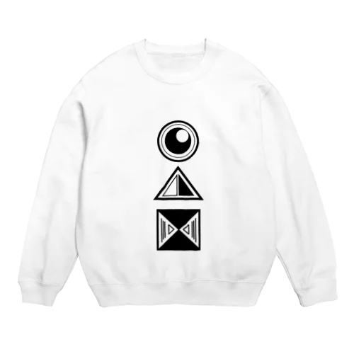 ◯三角四角(白黒) Crew Neck Sweatshirt