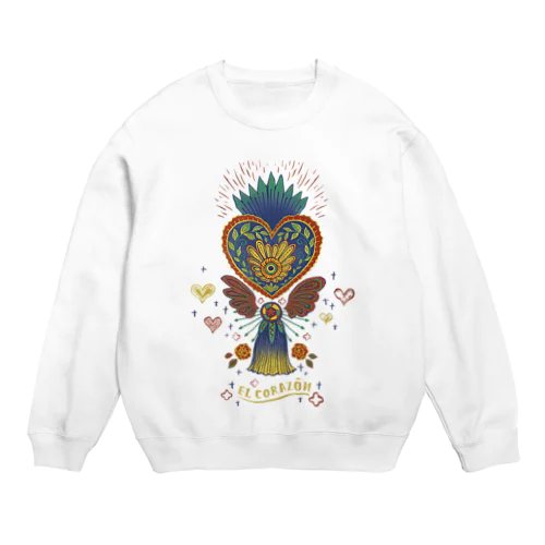 メキシコのハートタッセル（ブルー） Crew Neck Sweatshirt