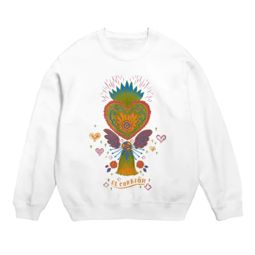 メキシコのハートタッセル（グリーン） Crew Neck Sweatshirt