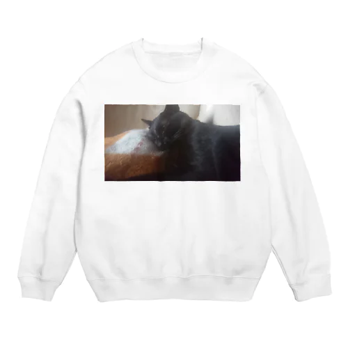 黒猫こばんのねむ顔 Crew Neck Sweatshirt