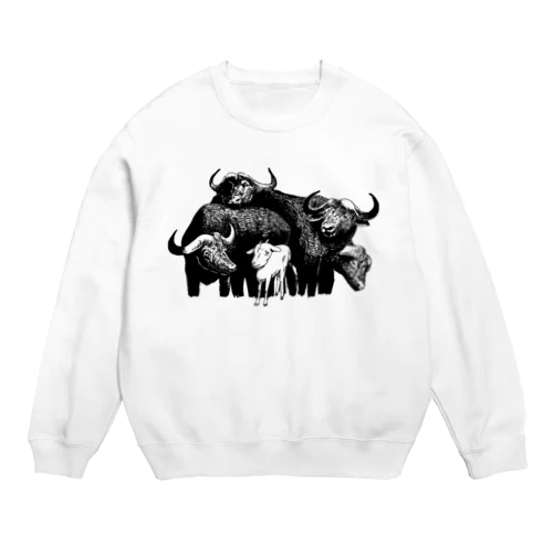 水牛の群れの中のヤギ Crew Neck Sweatshirt