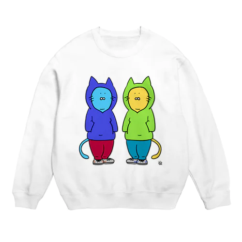 パーカーを着た猫 Crew Neck Sweatshirt