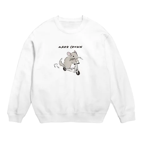 スクーターに乗るチンチラ Crew Neck Sweatshirt