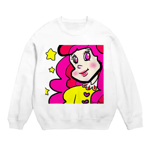 ピンク色のハッピーガール☆ Crew Neck Sweatshirt