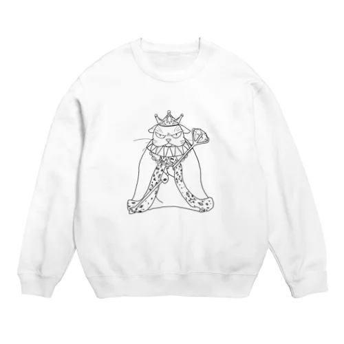 angry cat king Crew Neck Sweatshirt