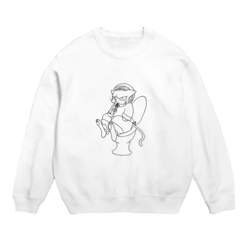 pooping cat Crew Neck Sweatshirt