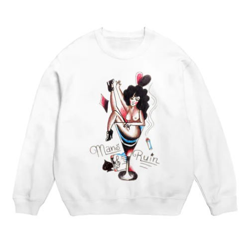 oldschool tattoo風 女の子★ Crew Neck Sweatshirt