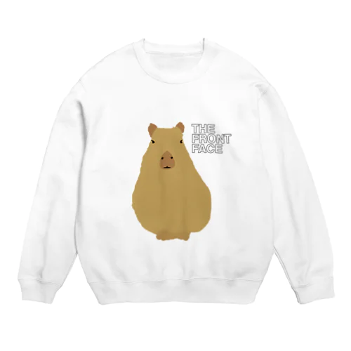 正面のカピバラ(文字入り) Crew Neck Sweatshirt