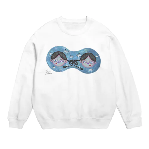 紋白蝶と双子 / Cabbage butterfly and twin girls Crew Neck Sweatshirt