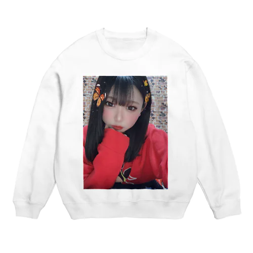 顔面蝶々のってるぜステッカー Crew Neck Sweatshirt