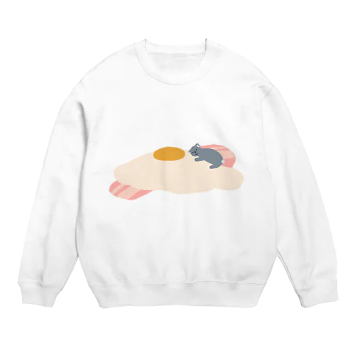 ベーコンエッグでだらだらするコアラ Crew Neck Sweatshirt