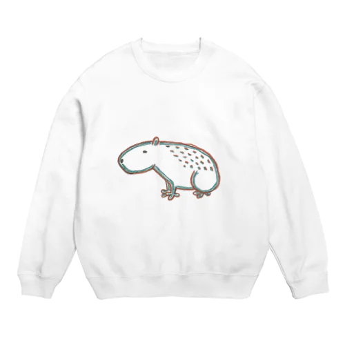 左向きのカピバラ Crew Neck Sweatshirt