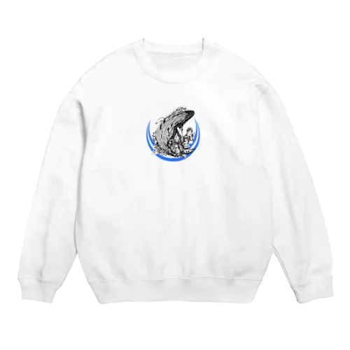 クジラ-BLUE Crew Neck Sweatshirt