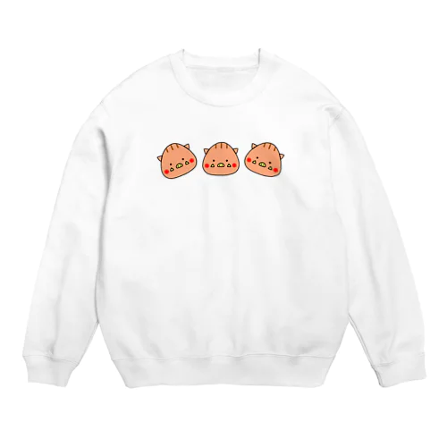 3匹のいのっちょさん Crew Neck Sweatshirt