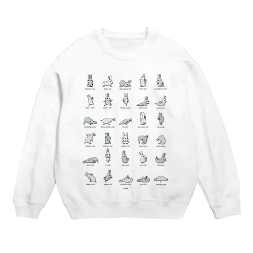 ヨガをするウサ（グレー濃淡） Crew Neck Sweatshirt