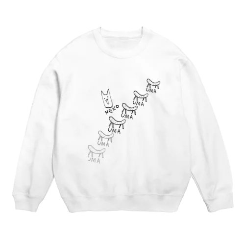 ネコ&ウマ Crew Neck Sweatshirt