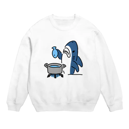 魚を茹でるサメ Crew Neck Sweatshirt