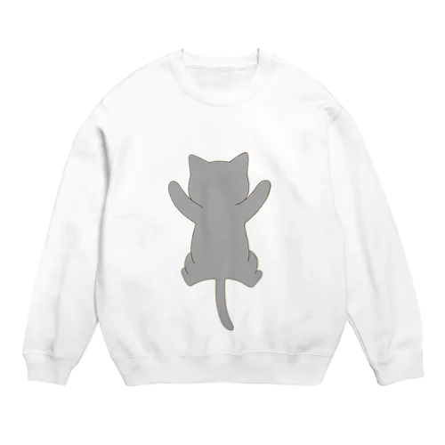 しがみつく灰色猫 Crew Neck Sweatshirt