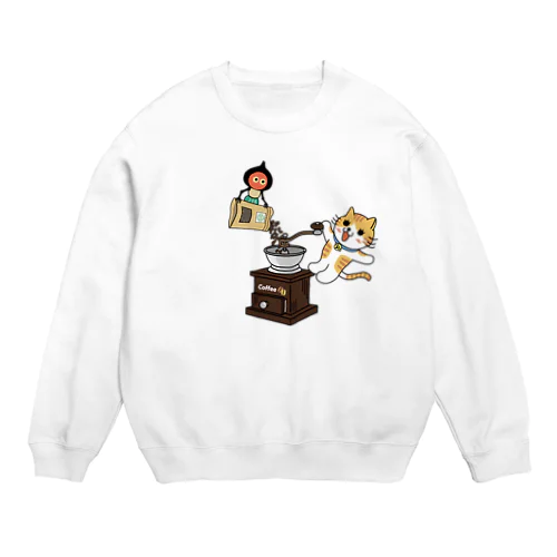 珈琲にゃんこ Crew Neck Sweatshirt