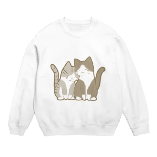 仲良し猫　サバ白&白黒ハチワレ Crew Neck Sweatshirt