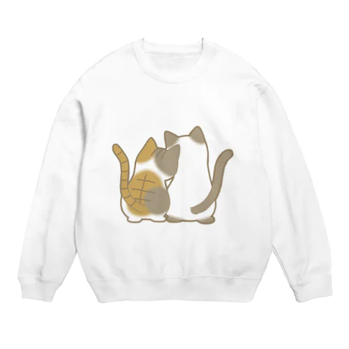 仲良し猫の背中　縞三毛&ポインテッド Crew Neck Sweatshirt