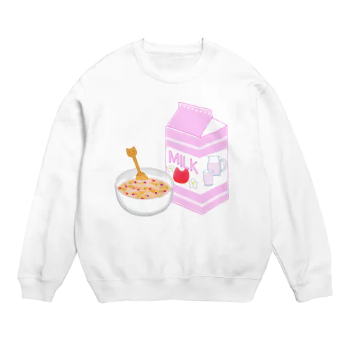 猫いちごミルク＆コーンフレーク Crew Neck Sweatshirt