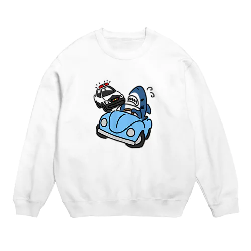 逃げるサメ Crew Neck Sweatshirt