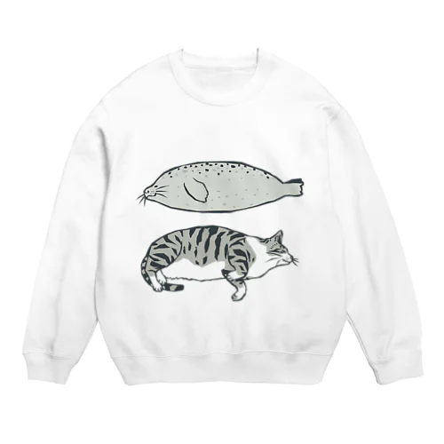 猫とアザラシ Crew Neck Sweatshirt