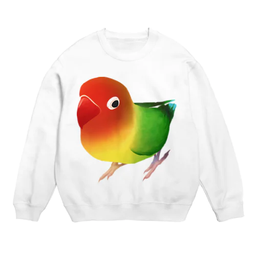 ボタンインコ　おすましルリゴシボタンインコ【まめるりはことり】 Crew Neck Sweatshirt