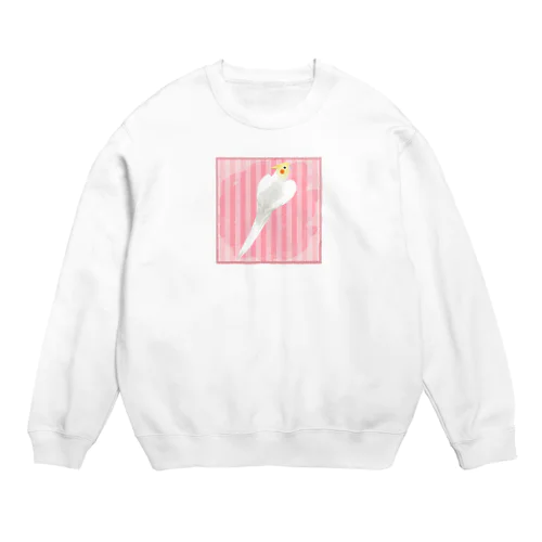 オカメインコ　ハートルチノーオカメインコ【まめるりはことり】 Crew Neck Sweatshirt