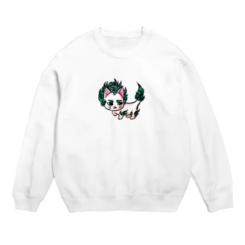 唐獅子にゃんこ Crew Neck Sweatshirt