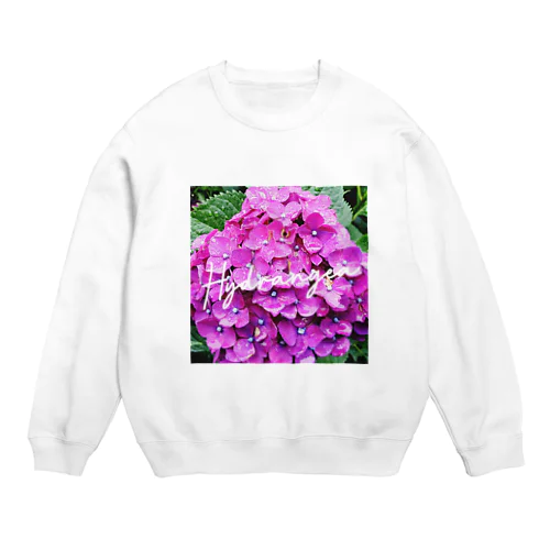 梅雨の日の紫陽花 Crew Neck Sweatshirt