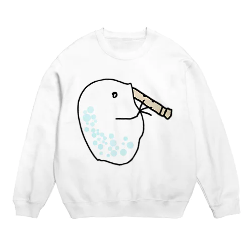 尺八を吹くミジンコ Crew Neck Sweatshirt